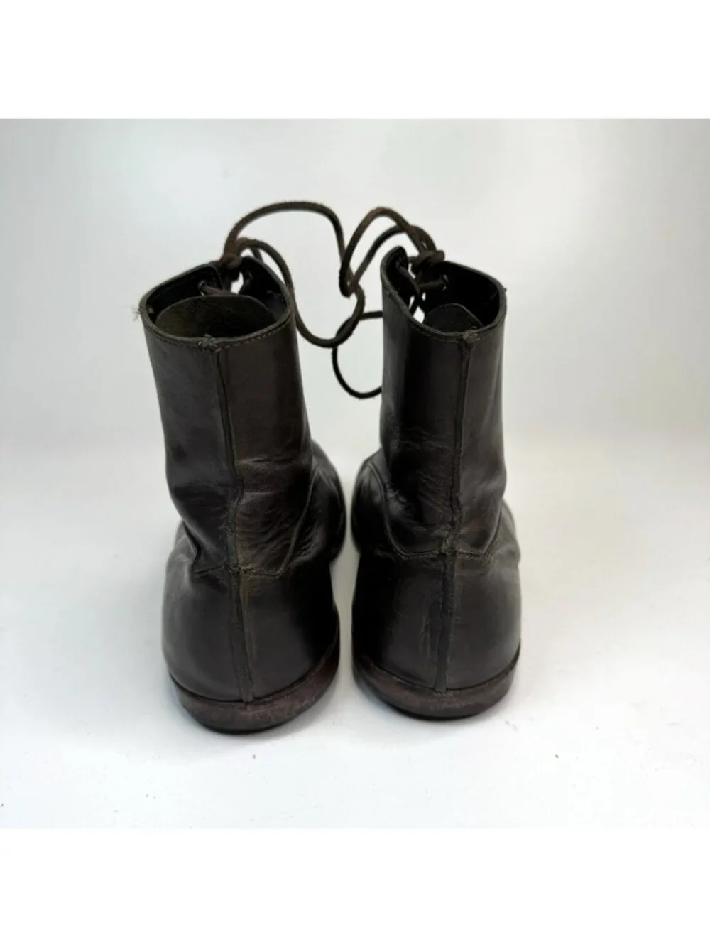 CYDWOQ Ankle Boots Lace Up Brown Leather Made USA Women Size 38.5 | US 8.5 - Picture 5 of 10
